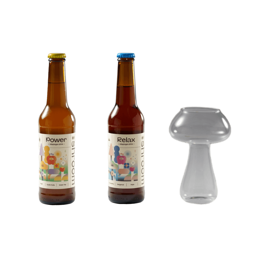 Mushroom drinks and glass