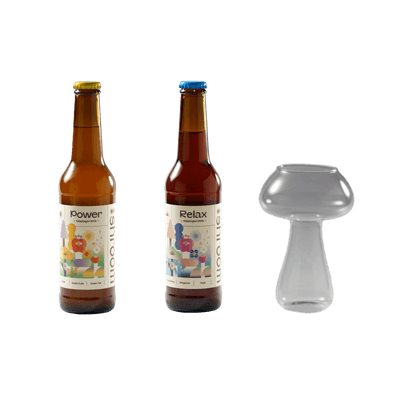 Mushroom drinks and glass